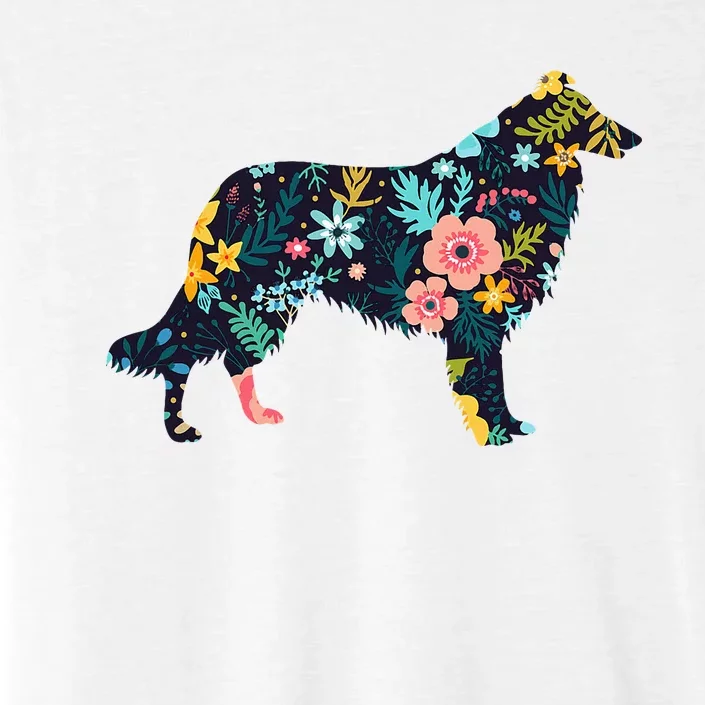 Rough Collie Floral Dog Silhouette Graphic ChromaSoft Performance T-Shirt