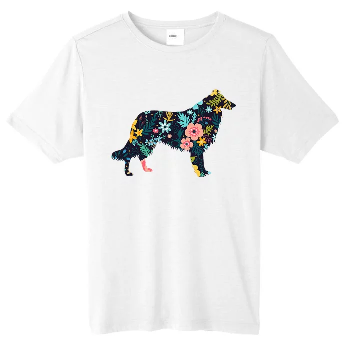 Rough Collie Floral Dog Silhouette Graphic ChromaSoft Performance T-Shirt