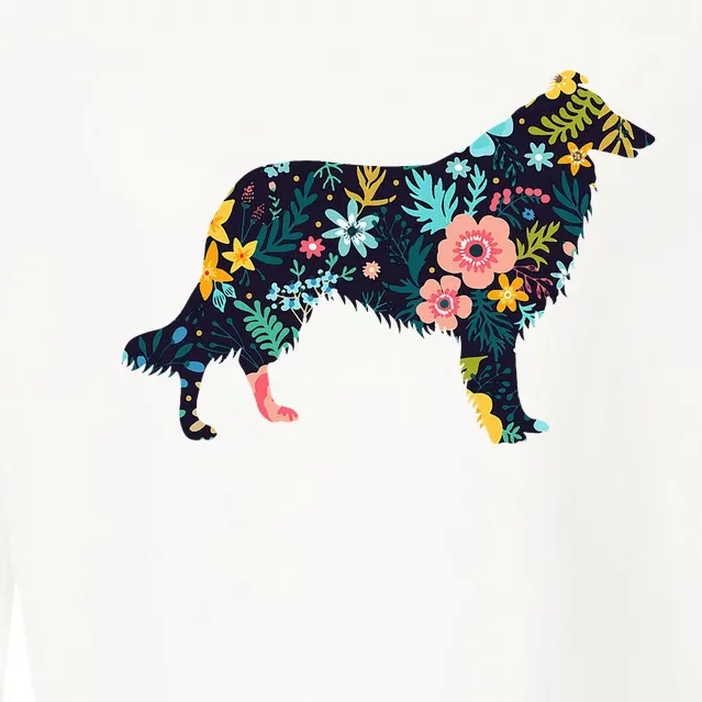 Rough Collie Floral Dog Silhouette Graphic Cropped Pullover Crew