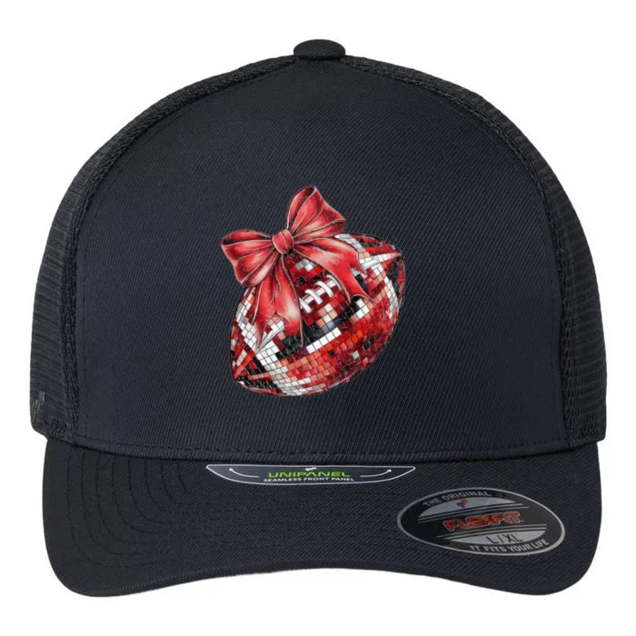 Red Coquette Football Png Football Bow Football Mom Flexfit Unipanel Trucker Cap