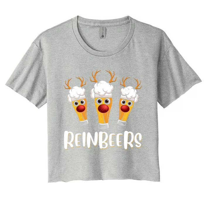 Reinbeers Christmas Funny Reindeer Xmas Ing Beer Lover Meaningful Gift Women's Crop Top Tee