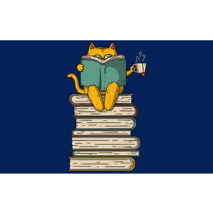 Reading Cat Funny Book & Tea Lover Gift Bumper Sticker