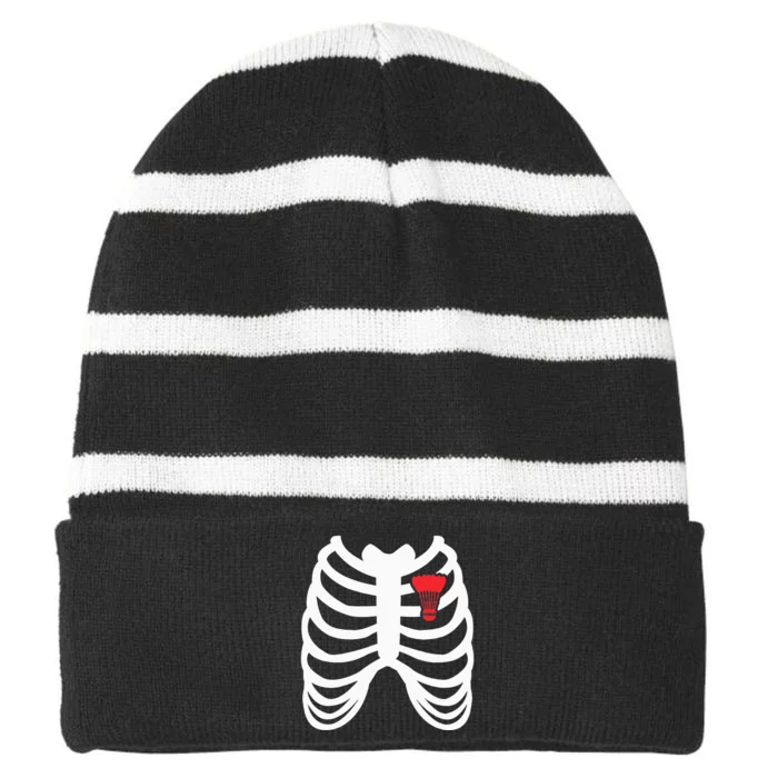 Rib Cage Funny Badminton Player Gift Striped Beanie with Solid Band