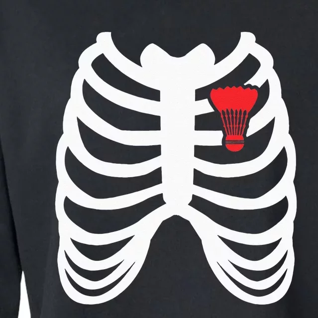 Rib Cage Funny Badminton Player Gift Cropped Pullover Crew