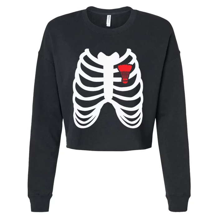 Rib Cage Funny Badminton Player Gift Cropped Pullover Crew