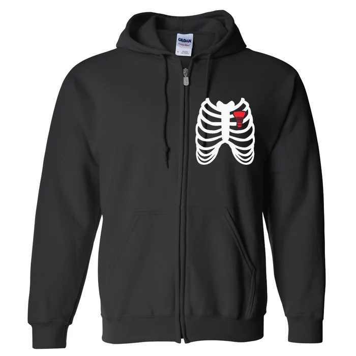 Rib Cage Funny Badminton Player Gift Full Zip Hoodie