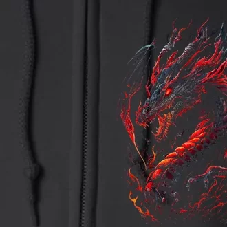 Red Chinese Firedrake Dragon Full Zip Hoodie