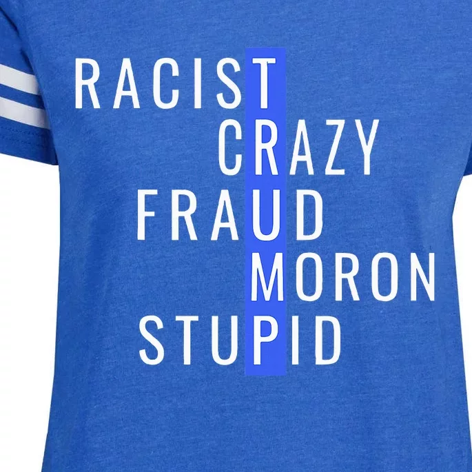 Racist Crazy Fraud Moron Stupid Trump Anti Trump Enza Ladies Jersey Football T-Shirt