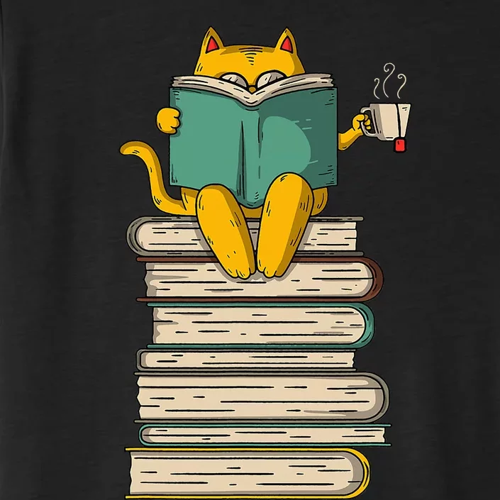 Reading Cat  Funny Book & Tea Lover Gift ChromaSoft Performance T-Shirt