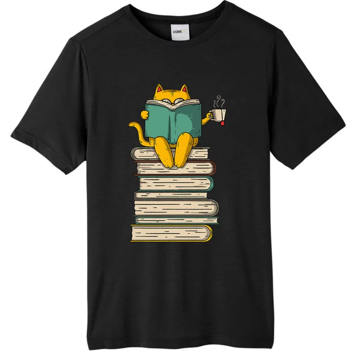 Reading Cat  Funny Book & Tea Lover Gift ChromaSoft Performance T-Shirt