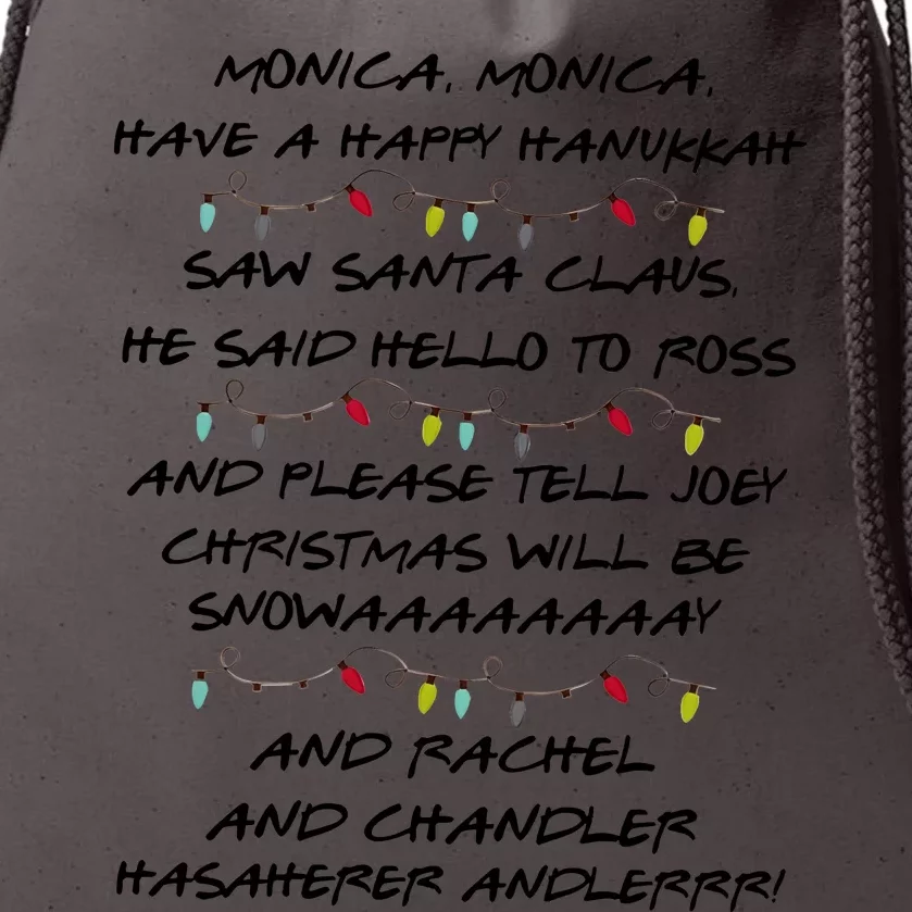 Retro Christmas Friends Monica Have A Happy Hannukah Jewish Drawstring Bag