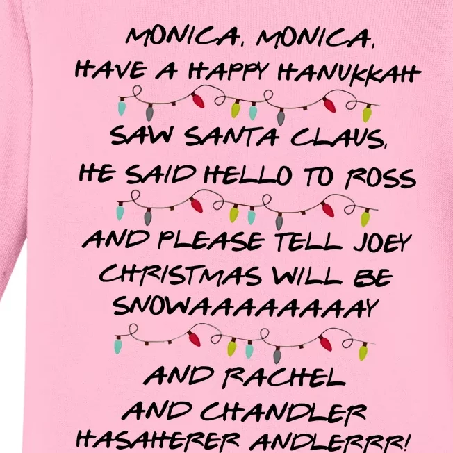 Retro Christmas Friends Monica Have A Happy Hannukah Jewish Baby Long Sleeve Bodysuit