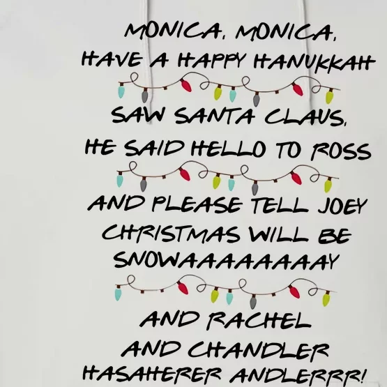 Retro Christmas Friends Monica Have A Happy Hannukah Jewish Performance Fleece Hoodie