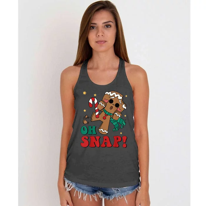 Retro Christmas Gingerbread Family Fun Holiday Gift Women's Knotted Racerback Tank