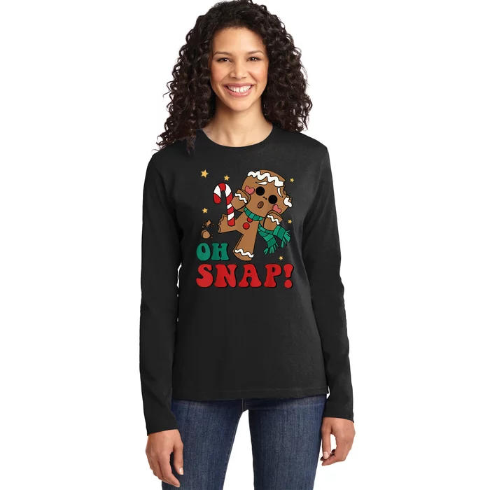 Retro Christmas Gingerbread Family Fun Holiday Gift Ladies Long Sleeve Shirt