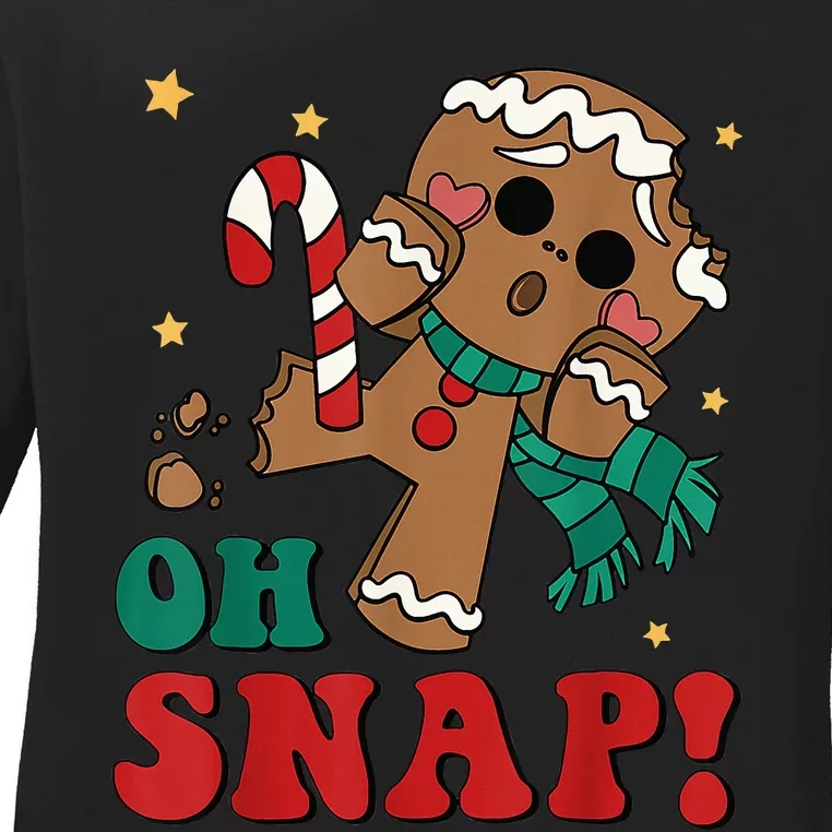 Retro Christmas Gingerbread Family Fun Holiday Gift Ladies Long Sleeve Shirt