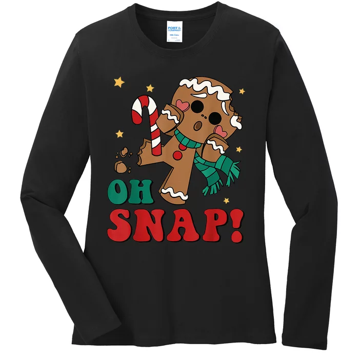 Retro Christmas Gingerbread Family Fun Holiday Gift Ladies Long Sleeve Shirt