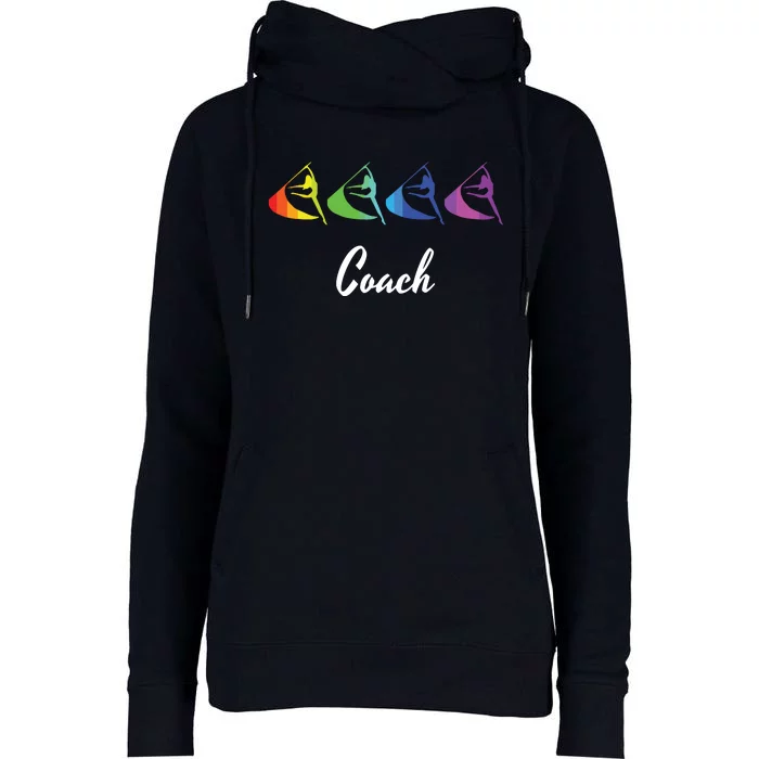 Rainbow Color Guard Coach Flag Graphic Marching Band Womens Funnel Neck Pullover Hood