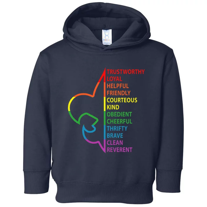 Rainbow Colorful Graphic Scout Law Toddler Hoodie