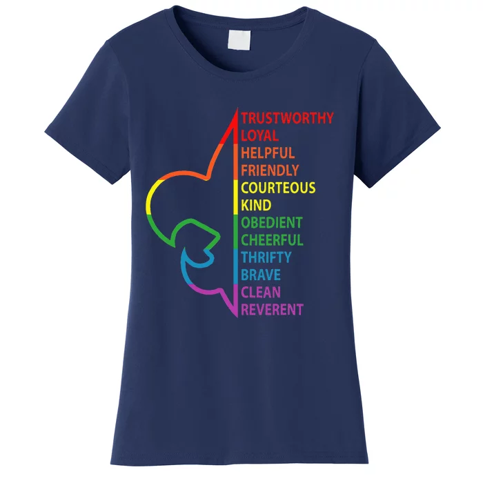 Rainbow Colorful Graphic Scout Law Women's T-Shirt