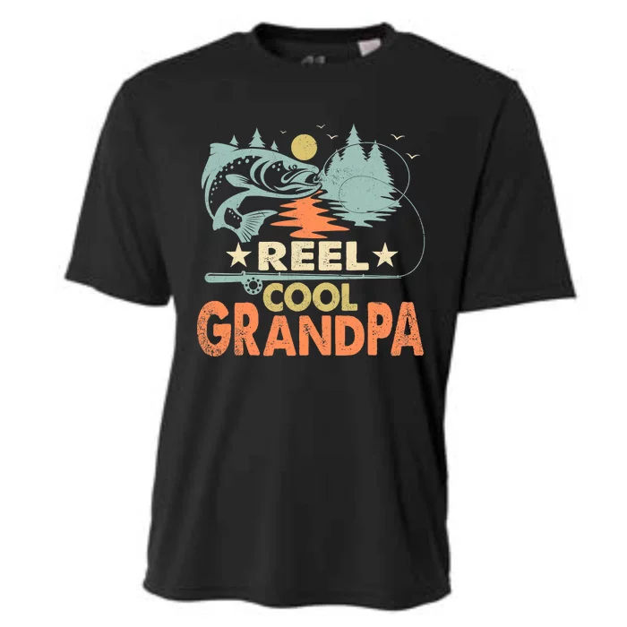 Reel Cool Grandpa Fishing Lover Vintage Father's Day Cooling Performance Crew T-Shirt