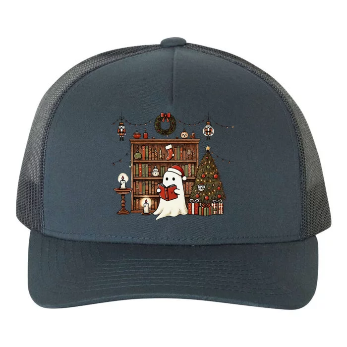 Retro Christmas Ghost Reading Books Yupoong Adult 5-Panel Trucker Hat