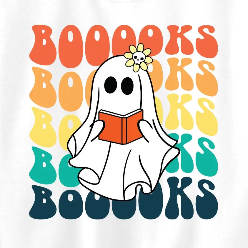 Retro Cute Ghost Book Reading Halloween Teacher Kids Sweatshirt