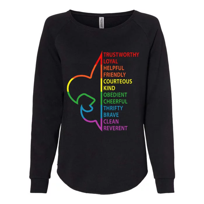 Rainbow Colorful Graphic Scout Law Womens California Wash Sweatshirt