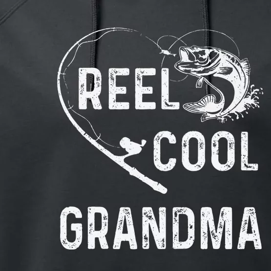 Reel Cool Grandma Retro Fishing Lover For Mothers Day Gift Performance Fleece Hoodie