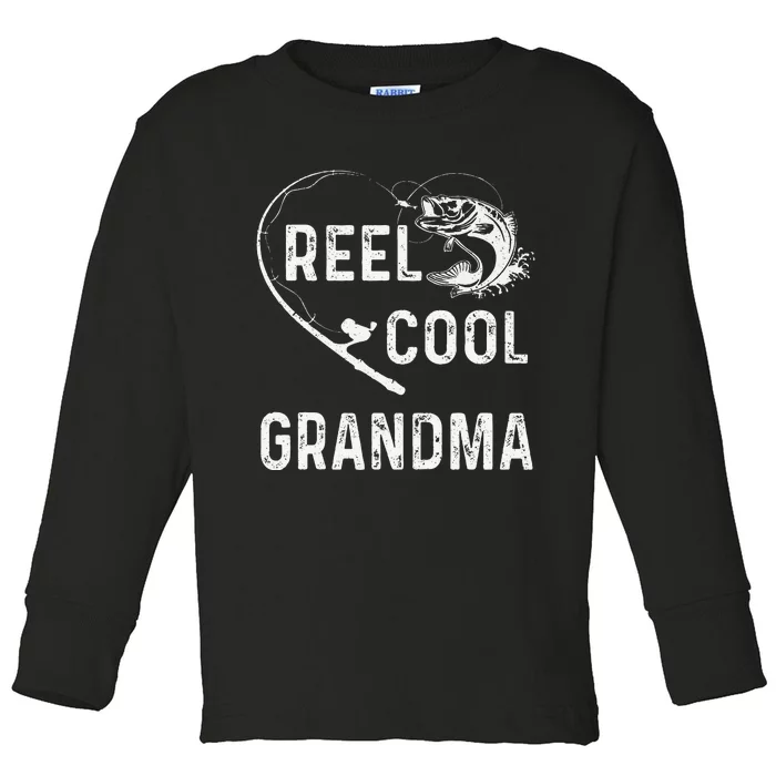 Reel Cool Grandma Retro Fishing Lover For Mothers Day Gift Toddler Long Sleeve Shirt