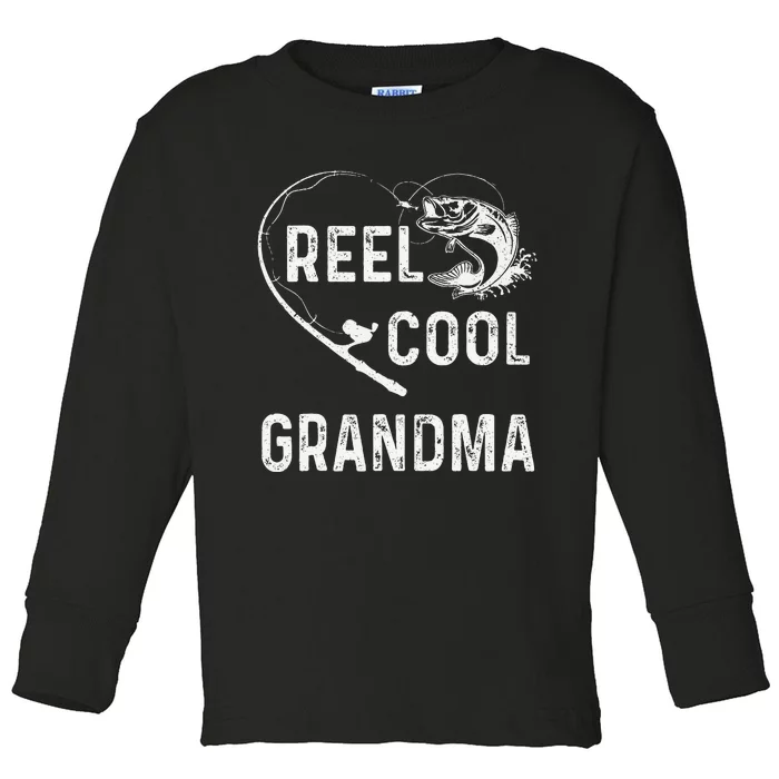 Reel Cool Grandma Retro Fishing Lover For Mothers Day Toddler Long Sleeve Shirt