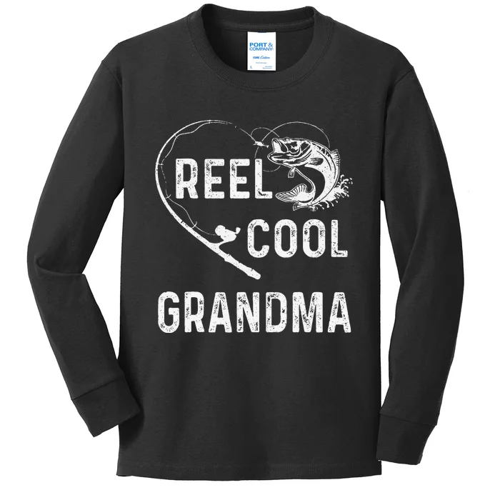 Reel Cool Grandma Retro Fishing Lover For Mothers Day Kids Long Sleeve Shirt