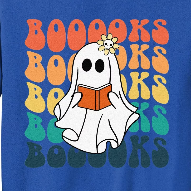 Retro Cute Ghost Book Reading Halloween Teacher Top Tall Sweatshirt