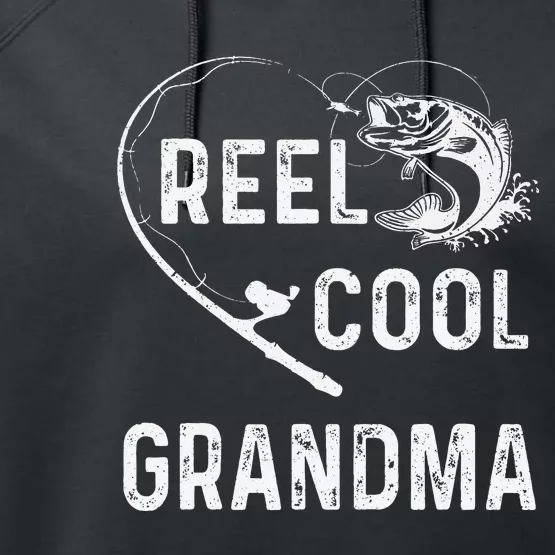 Reel Cool Grandma Retro Fishing Lover For Mothers Day Performance Fleece Hoodie