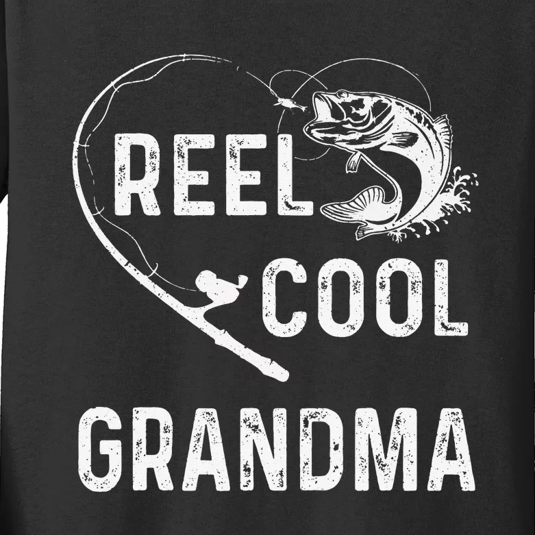 Reel Cool Grandma Retro Fishing Lover For Mothers Day Kids Long Sleeve Shirt