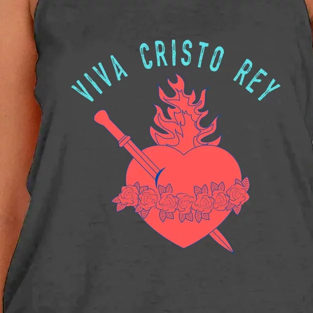 Roman Catholic Gift Viva Cristo Rey Women's Knotted Racerback Tank