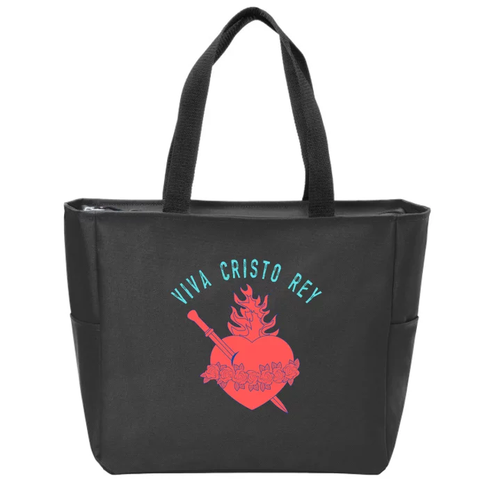 Roman Catholic Gift Viva Cristo Rey Zip Tote Bag