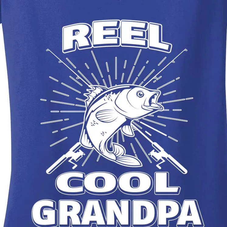 Reel Cool Grandpa Fishing Family Retired Lake Rod Gift Women's V-Neck T-Shirt