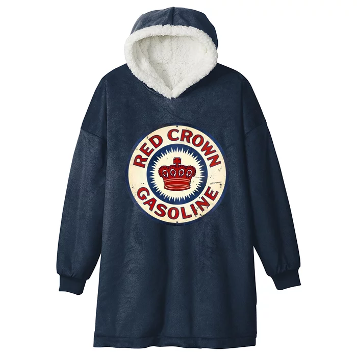 Red Crown Gas Vintage Sign Hooded Wearable Blanket