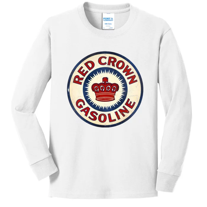 Red Crown Gas Vintage Sign Kids Long Sleeve Shirt