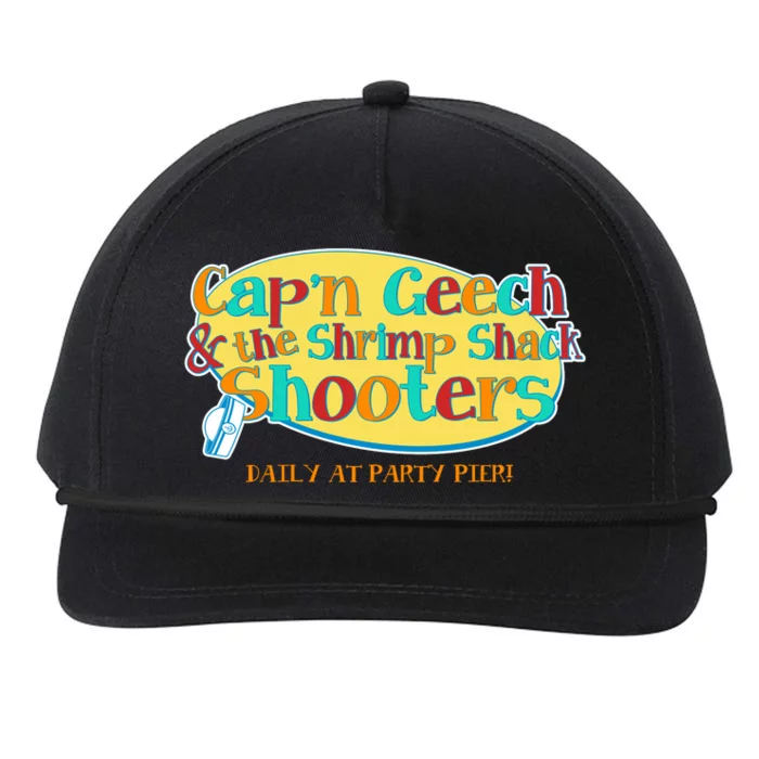 Retro Captain Geech And The Shrimp Shack Shooters Daily At Party Pier Snapback Five-Panel Rope Hat