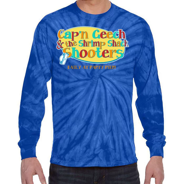 Retro Captain Geech And The Shrimp Shack Shooters Daily At Party Pier Tie-Dye Long Sleeve Shirt