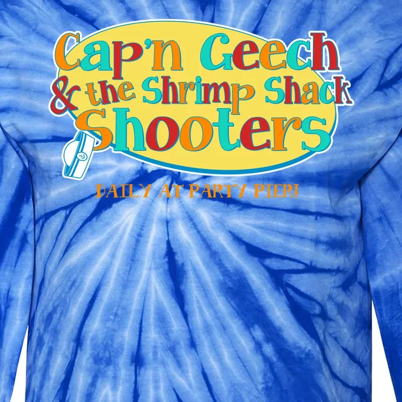 Retro Captain Geech And The Shrimp Shack Shooters Daily At Party Pier Tie-Dye Long Sleeve Shirt