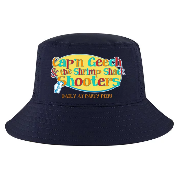 Retro Captain Geech And The Shrimp Shack Shooters Daily At Party Pier Cool Comfort Performance Bucket Hat