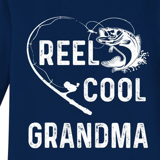 Reel Cool Grandma Retro Fishing Lover For Mothers Day Baby Long Sleeve Bodysuit