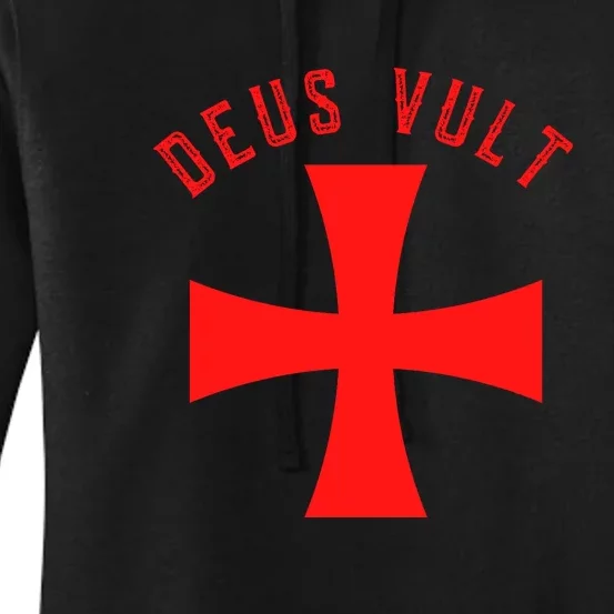 Roman Catholic Gift Deus Vult Crusader Cross Women's Pullover Hoodie