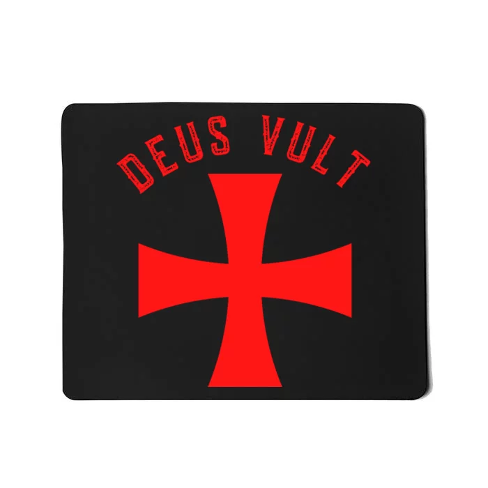 Roman Catholic Gift Deus Vult Crusader Cross Mousepad