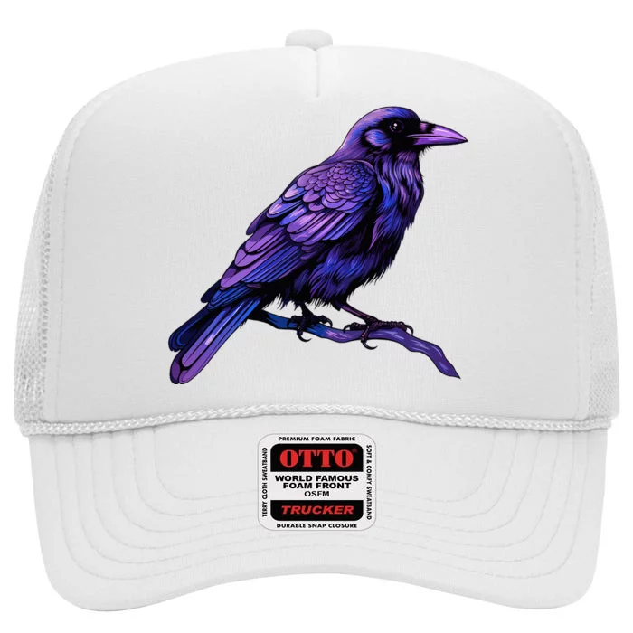 Raven Crow Graphic High Crown Mesh Trucker Hat