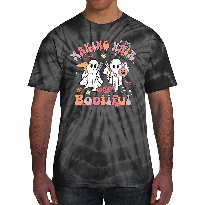 Retro Cute Ghost Halloween Hair Stylist Making Hair Bootiful Tie-Dye T-Shirt