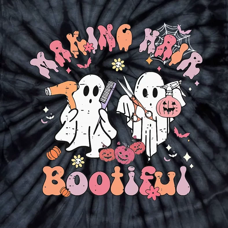 Retro Cute Ghost Halloween Hair Stylist Making Hair Bootiful Tie-Dye T-Shirt